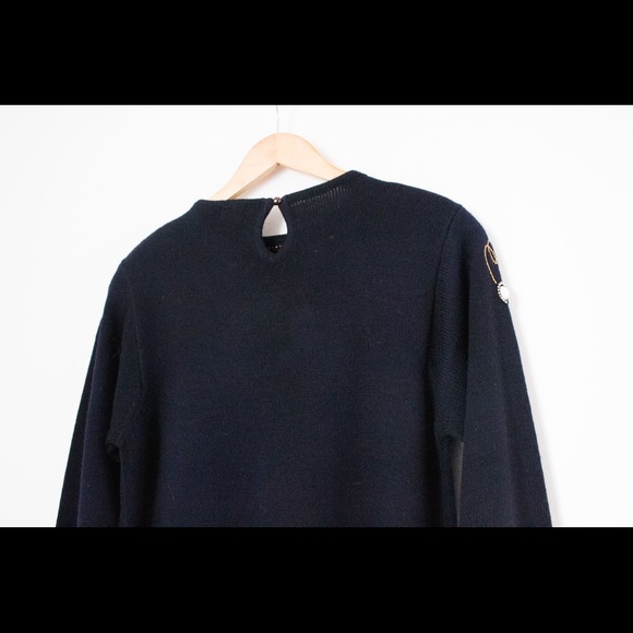 Darian | Vintage 80's Black Jeweled Long Sleeved Sweater Dress | Size Medium - Picture 9 of 10